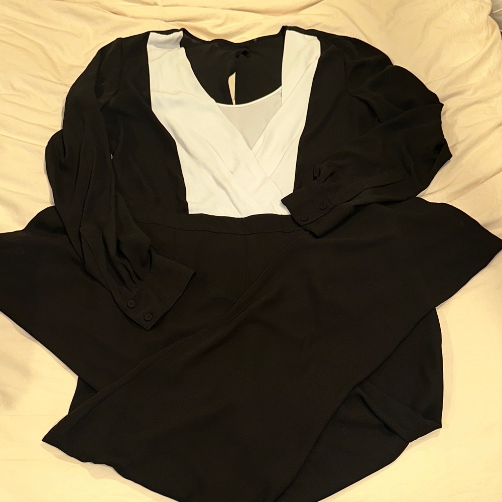 Black and White Long Sleeve jumpsuit